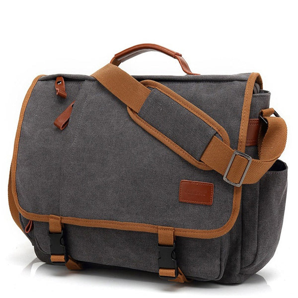 Commuter Canvas Crossbody Messenger Bag Laptop Bag for Men, 17 inches