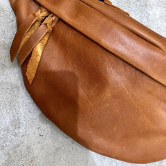 Crescent Carry Leather Crossbody Bag Chest Bag - Black/Brown - One Size