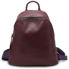 Women’s Uptown Backpack Pebbled Leather Backpack, Black/Maroon, One Size