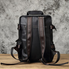 Leather Transit Backpack 14 inches Laptop Backpack, Black/Brown/Maroon