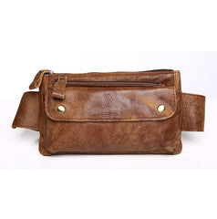 Designer Waist Pack Fanny Pack Crossbody Bag, Leather, Brown/Dark Brown