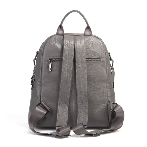 Versatile Alexandria Leather Backpack  & Shoulder Bag - Black/Gray/Red