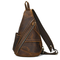 Vintage Leather Backpack for Men, Converts to Crossbody Bag, One Size