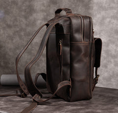 Work & School Backpack Laptop Backpack, Dark Brown Leather, 15 inches