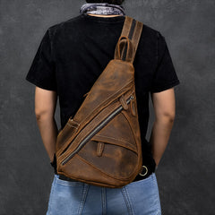 Vintage Leather Backpack for Men, Converts to Crossbody Bag, One Size