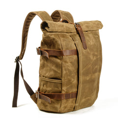 Adventurer Backpack, Waxed Canvas, Army Green/Black/Khaki, 14 inches