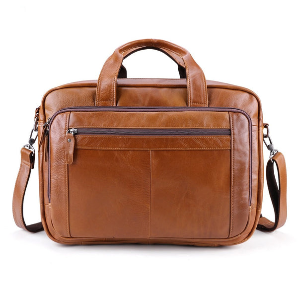 Laptop & Document Bag Briefcase, Leather, Brown/Dark Maroon, 17 inches