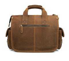 Vintage Leather Work Briefcase Messenger Bag for Men, Brown, One Size