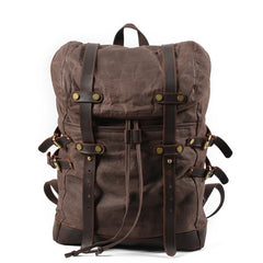 Waxed Canvas & Leather Transport Backpack Laptop Backpack, 15.6 inches