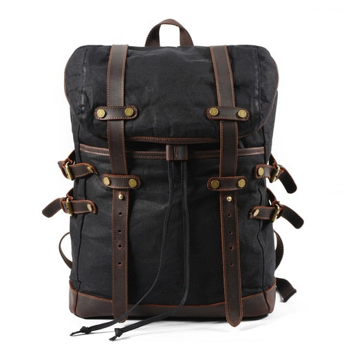 Waxed Canvas & Leather Transport Backpack Laptop Backpack, 15.6 inches