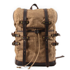 Waxed Canvas & Leather Transport Backpack Laptop Backpack, 15.6 inches