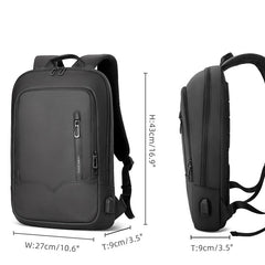 Compact Backpack 15.6-inches Laptop Backpack in Black - USB Power Plug