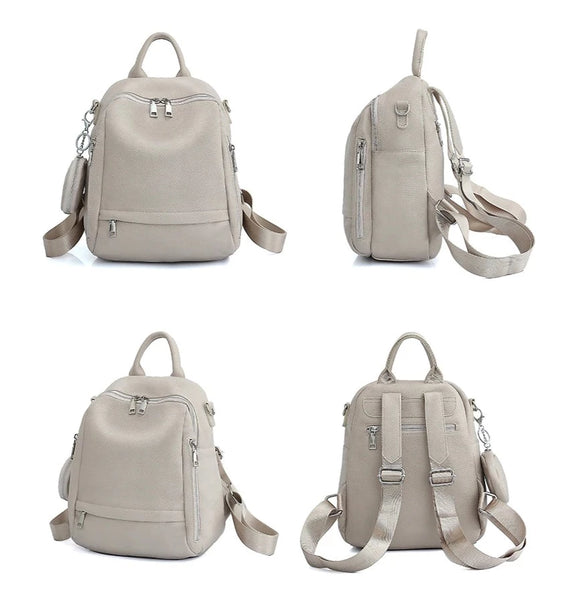 Majestic Backpack & Shoulder Bag for Women - Pebbled Leather - Beige