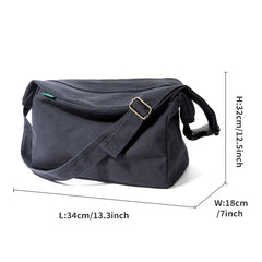 Blue Canvas Utility Bag Messenger Bag Casual Satchel Bag Crossbody Bag