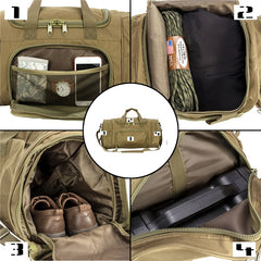 Tactical Duffel Travel Luggage Training Bag, Army Green/Black/Gray/Tan