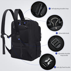 Double Layered Air Travel Backpack 17 inches Laptop Backpack in Black