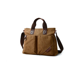 Canvas Briefcase Messenger Bag 13 inches Laptop Carrying Bag - Coyote