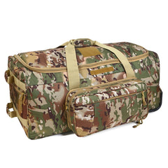 Large Checked Tactical Trolley Bag Deployment Wheeled Duffel, Green Camo