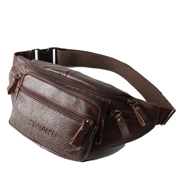 Retro Leather Waist Bag Fanny Pack Crossbody Bag Shoulder Bag in Brown