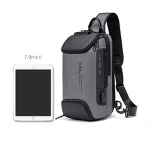 Anti Theft Sling Bag Crossbody Bag Chest Bag, USB Power Plug, Black/Gray