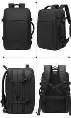 Multi-Layered Travel Backpack 17-inches Expandable Laptop Pack in Black
