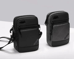 Zipper Shut Courier Bag Crossbody Bag Transit Messenger Bag - Black/Gray