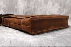 Vintage Leather Messenger Bag 13-inches Laptop Carrying Bag, Black/Brown