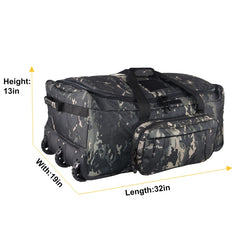 Large Checked Tactical Trolley Bag Deployment Wheeled Duffel, MultiCam