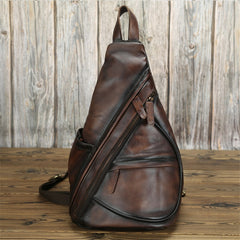 Vintage Leather Backpack for Men, Converts to Crossbody Bag, One Size