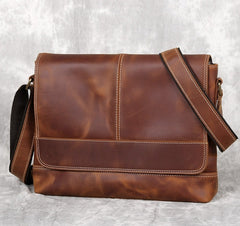 Vintage Leather Messenger Bag 13-inches Laptop Carrying Bag, Black/Brown