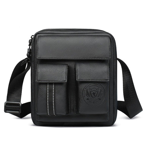 All Black Casual Crossbody Bag Small Messenger Bag Shoulder Bag for Men