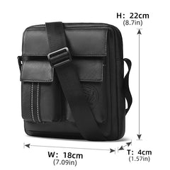 All Black Casual Crossbody Bag Small Messenger Bag Shoulder Bag for Men