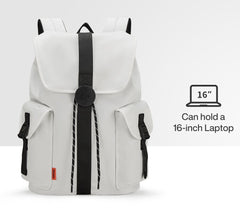 Lightweight Fold-Over Backpack Laptop Backpack, 16 inches, Black/White