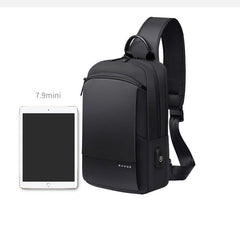 Multifunction Crossbody Bag Sling Backpack Chest Bag in Black, USB Port