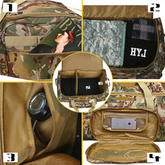 Large Checked Tactical Trolley Bag Deployment Wheeled Duffel, Green Camo