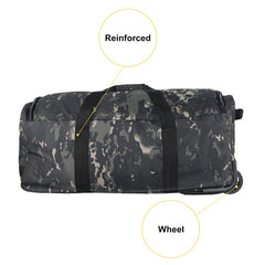 Large Checked Tactical Trolley Bag Deployment Wheeled Duffel, MultiCam