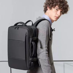 Multi-Layered Travel Backpack 17-inches Expandable Laptop Pack in Black