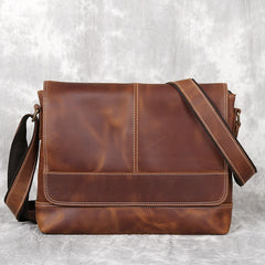 Vintage Leather Messenger Bag 13-inches Laptop Carrying Bag, Black/Brown