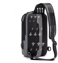 Anti Theft Sling Bag Crossbody Bag Chest Bag, USB Power Plug, Black/Gray