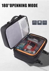 Multi-Layered Travel Backpack 17-inches Expandable Laptop Pack in Black