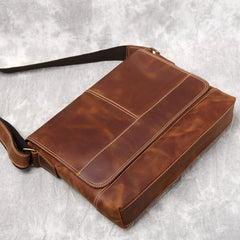 Vintage Leather Messenger Bag 13-inches Laptop Carrying Bag, Black/Brown