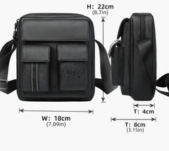 All Black Casual Crossbody Bag Small Messenger Bag Shoulder Bag for Men