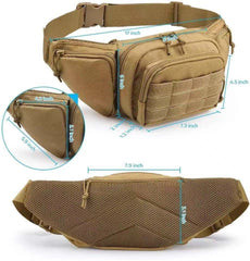 Tactical Belt Bag Gun Holster Military Fanny Pack, Army Green/Black/Tan