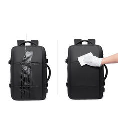 Multi-Layered Travel Backpack 17-inches Expandable Laptop Pack in Black
