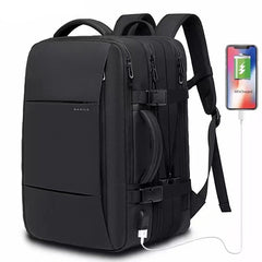 Multi-Layered Travel Backpack 17-inches Expandable Laptop Pack in Black