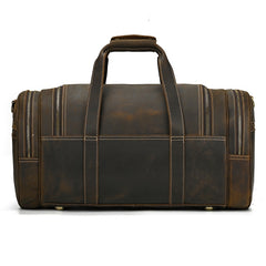 Globetrotter Barrel Duffel Bag Weekender, Leather, Dark Brown, One Size