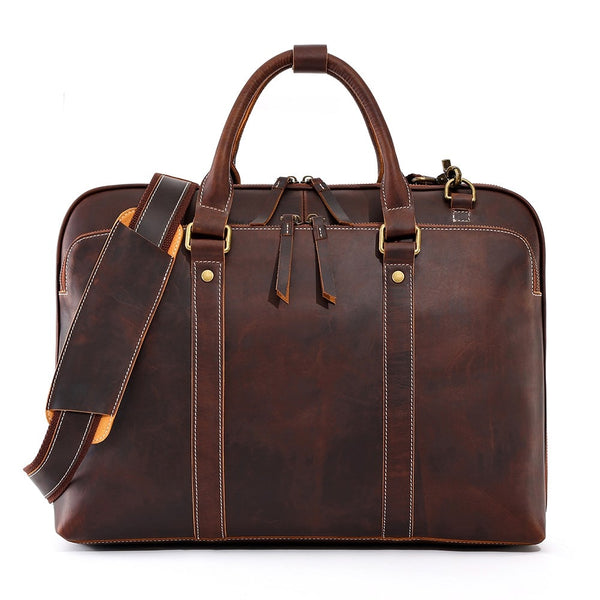 Belfort Leather Business Case Document & Laptop Bag, Brown, 15 inches