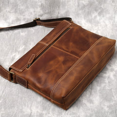 Vintage Leather Messenger Bag 13-inches Laptop Carrying Bag, Black/Brown