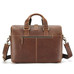 Document Briefcase Laptop Case, Leather, Brown/Dark Maroon, 15 inches