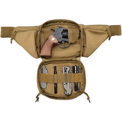 Tactical Belt Bag Gun Holster Military Fanny Pack, Army Green/Black/Tan